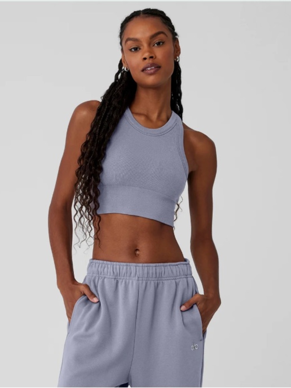 ALO Yoga High-Neck Seamless High Neck Tank - Fog